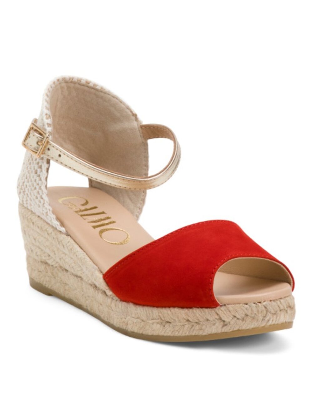 GAIMO Made In Spain Suede Espadrille Wedge Sandals With Ankle Strap